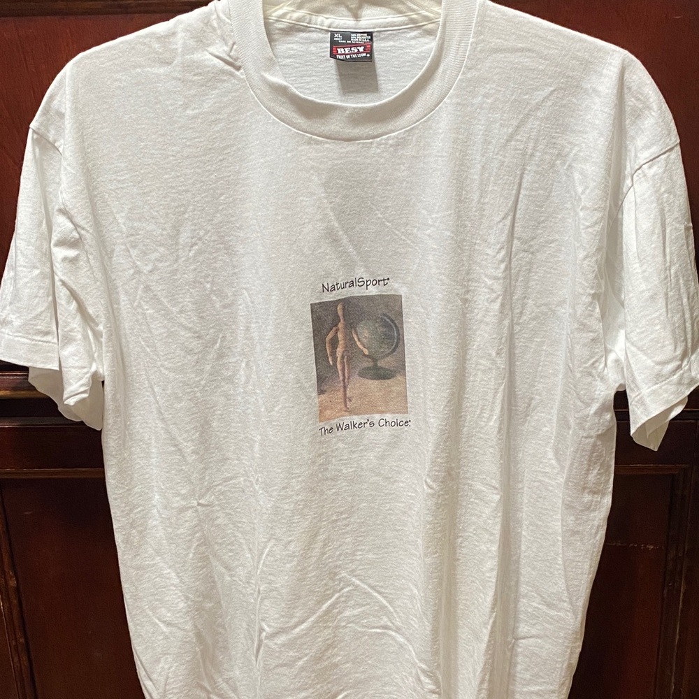 Fruit of the loom XL white t-shirt with Natural Sport Motif